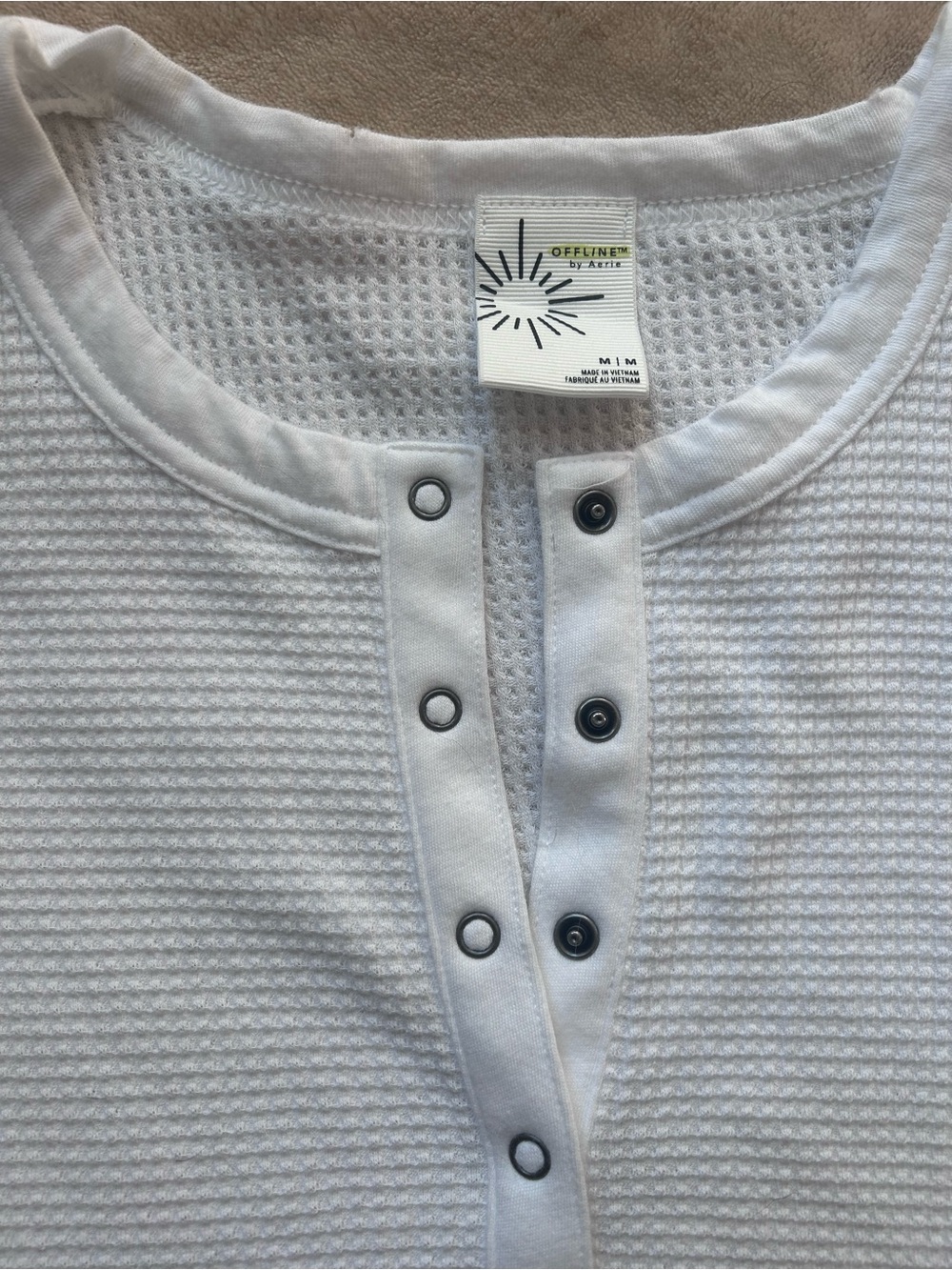 Aerie Offline White Waffle Henley